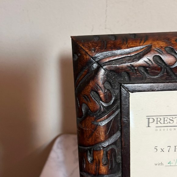 Vintage Carved Oak Leaf  Rustic Wood Desktop Picture Frame Arts & Crafts - Picture 3 of 8